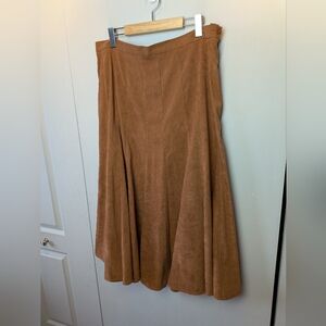 Western Maxi Simili Suede Plus Size Skirt Tan Color Size 14W Dress Barn Zipper
